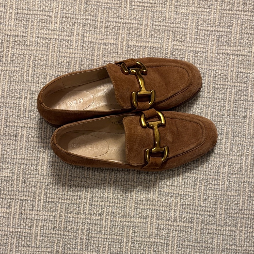 Boden Tan Suede Horsebit Loafers
